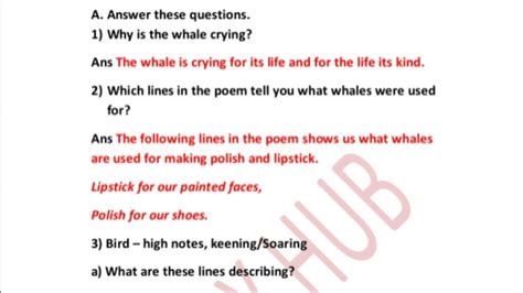 Buzzword Poem 4 The Song Of Whale By Rit Wright Class 8 Textual