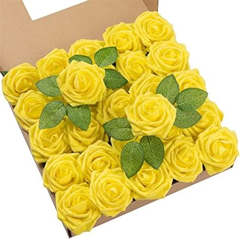 Duhouse Lot De Roses Artificielles Avec Tiges En Mousse Au Toucher