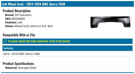 2014 2018 Gmc Sierra 1500 Wheel Arch Diy Solutions Bds00809 Left