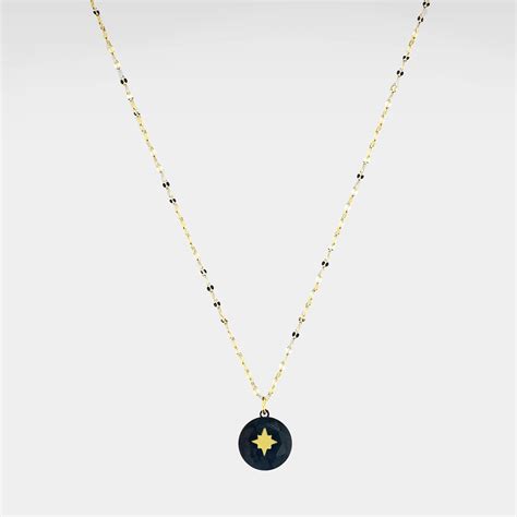 Collier Zag Bijoux motif étoile acier doré et onyx Femme Collier MATY