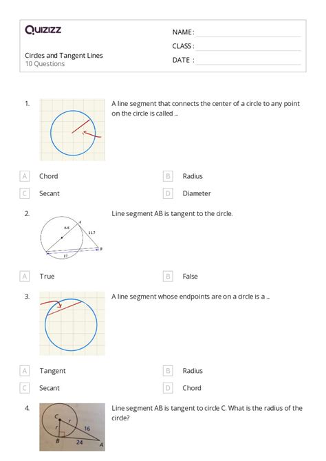 50 Tangent Lines Worksheets For 10th Grade On Quizizz Free And Printable