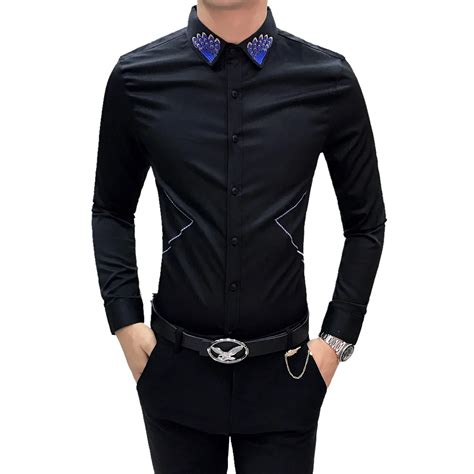 Slim Fit Shirts Men Tuxedo Shirts Mens Social Dress Long Sleeve Shirts