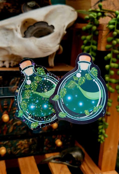 Green Potion Plant Potion Bottle Holographic Glitter Vinyl Sticker Etsy