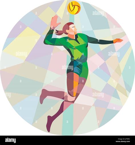 Volleyball Player Spiking Ball Jumping Low Polygon Stock Vector Image ...