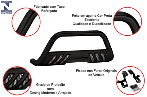 Parachoque De Impuls O Quebra Mato Grade Preto Para Nissan