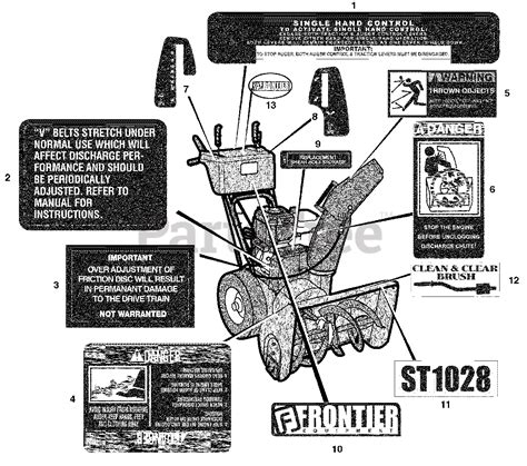 Frontier St 1028 628104x16b Frontier 28 Snow Thrower 2004 Decals