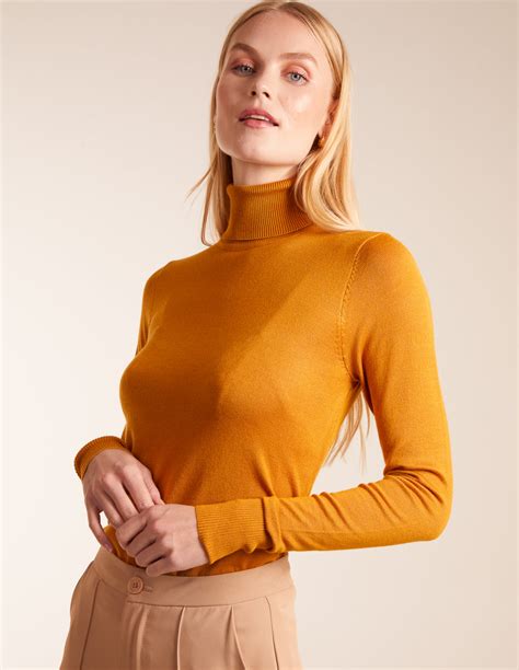 Mustard Roll Neck Jumper Blue Vanilla