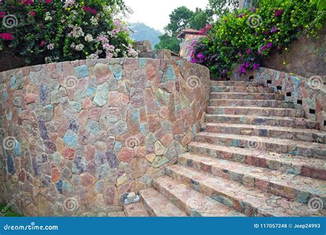 Stone Stairs Garden Design. Stock Photo - Image of entrance ...