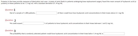 Solved Proteins In The Knee Provide Measures Of Lubrication Chegg