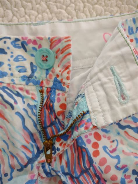 Lilly Pulitzer Blue Coral Pink Patterned Hot Pants Sh Gem