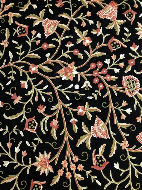 Multicolor Crewel Kf 036 5 Embroidered Crewel Fabric By The Yard