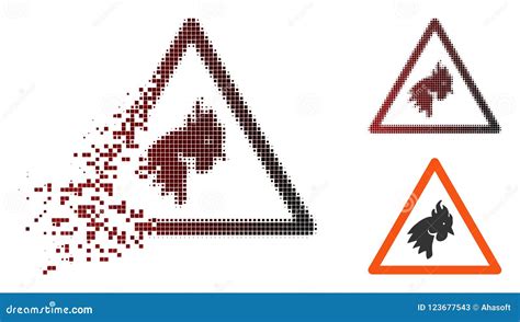 Disappearing Pixel Halftone Rooster Warning Icon Stock Vector