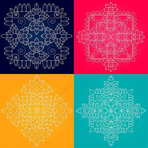 รูปคอลเลกชันการออกแบบลวดลาย พื้นหลัง ภาพประกอบ Mandala จักรวาล