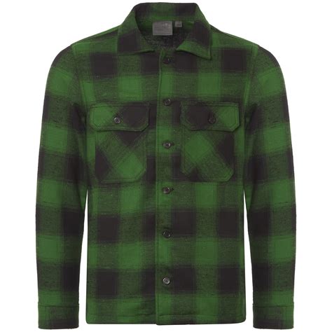 Naked And Famous Denim Green Black Work Shirt Stuarts London
