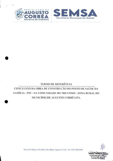 Termo de Referência Prefeitura Municipal de Augusto Corrêa Gestão