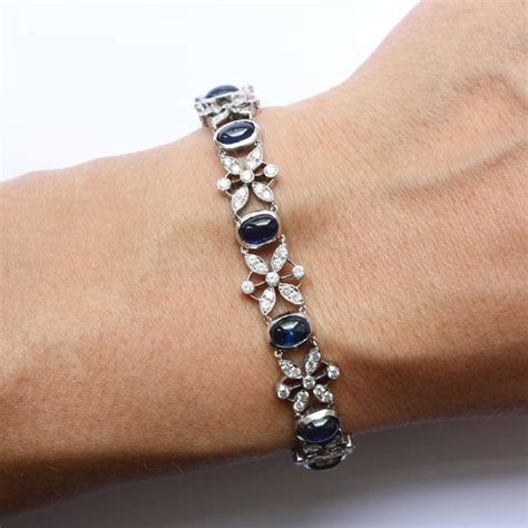 White Gold Sapphire And Diamond Bracelet For Sale Free Shipping At