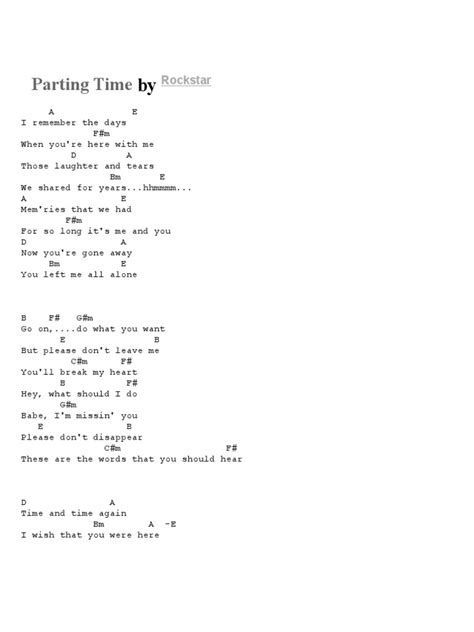 Parting Time Tab | PDF | Song Structure | Musical Instruments