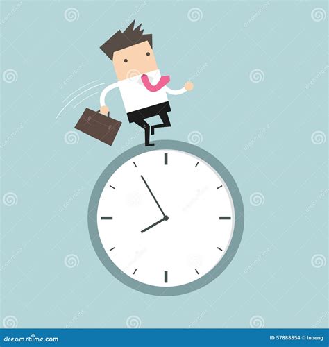 Businessman Running On Clock Stock Vector Illustration Of Speed Work