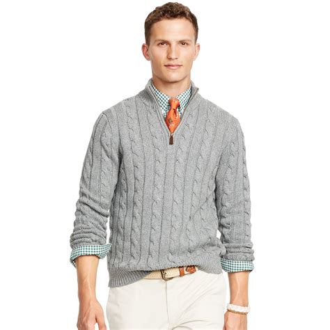 Lyst Polo Ralph Lauren Tussah Silk Half Zip Sweater In Gray For Men