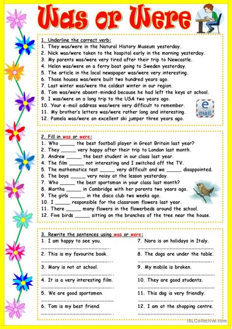 Was Were English Esl Worksheets Pdf Doc