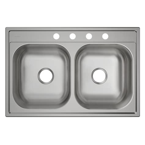 Elkay Dayton Drop In 33 In X 22 In Stainless Steel Double Equal Bowl 4 Hole Kitchen Sink