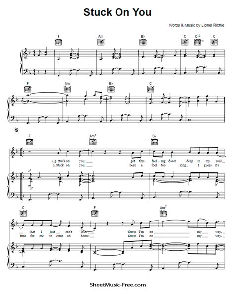 Stuck On You Sheet Music Lionel Richie ♪ Sheetmusic Freecom