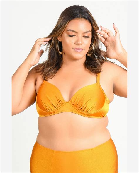 Riachuelo Top Biqu Ni Liso Bojo Plus Size Laranja