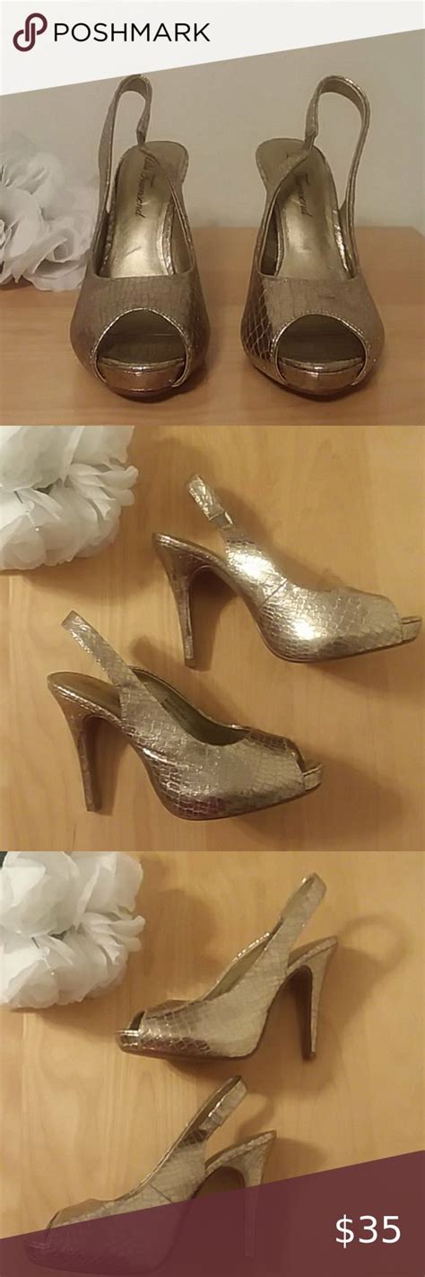 Lulu Townsend Gold Snakeskin Slingback Heels Slingback Heel Shoes