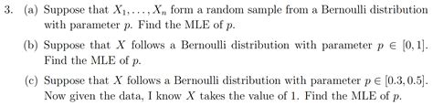 Solved 3 A Suppose That X1 Xn Form A Random Sample Chegg