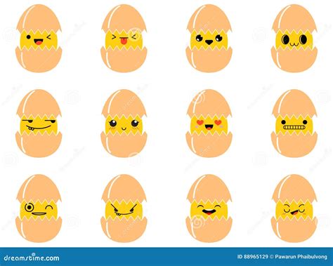 Cute Eggs Emoji Stock Vector Illustration Of Emotion 88965129