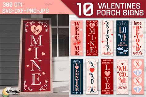 Valentines Porch Sign Bundle Vertical Signs Svg