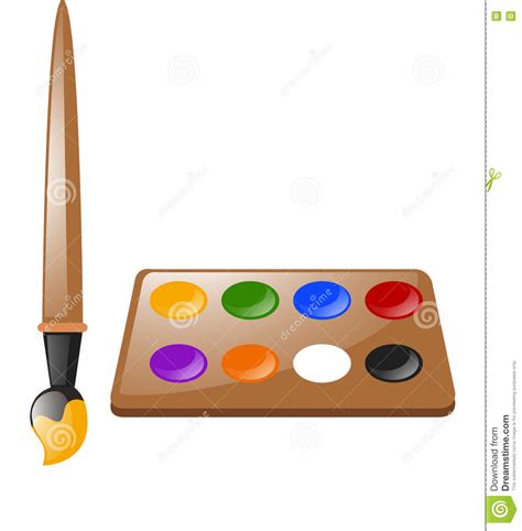 Paintbrush and Color Palette Stock Illustration - Illustration of blue ...