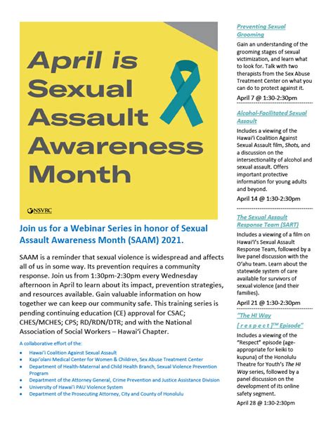 Sexual Assault Awareness Month 2021 Sex Abuse Treatment Center Hawai