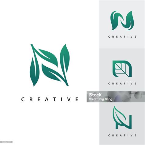 N Desain Logo Dan Template Inisial Ikon Daun N Kreatif Berdasarkan