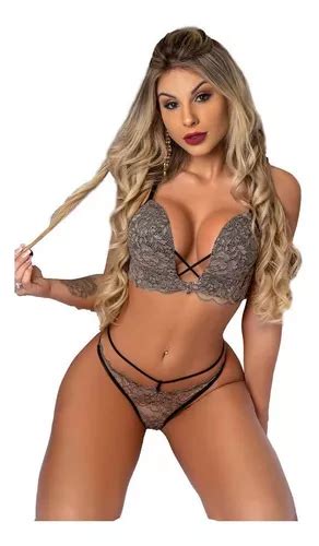 Lingerie Sexy Bojo Decote Profundo Renda Sedutora Envio H