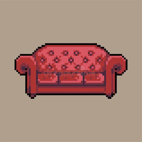 Fully Editable Pixel Art Red Sofa Vector Illustration For Games Stock