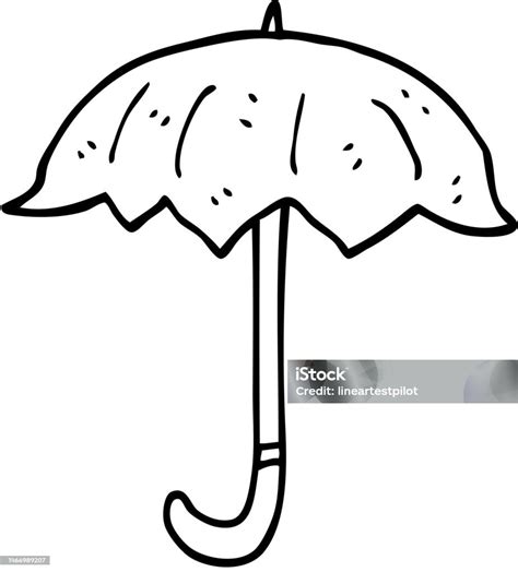 Line Drawing Cartoon Open Umbrella Stock Illustration Download Image