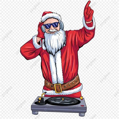 Santa Claus Dj White Transparent Christmas Santa Claus Dj Rock Punk