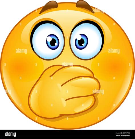 Emoticon Covering His Mouth With Hands Stock Vector Image And Art Alamy