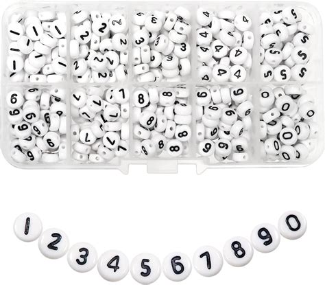 TOAOB 500pcs Perle de Lettre Numérique en Acrylique Blanc avec Chiffre