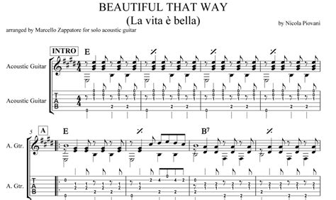 BEAUTIFUL THAT WAY LA VITA E BELLA Guitar Tab And Score