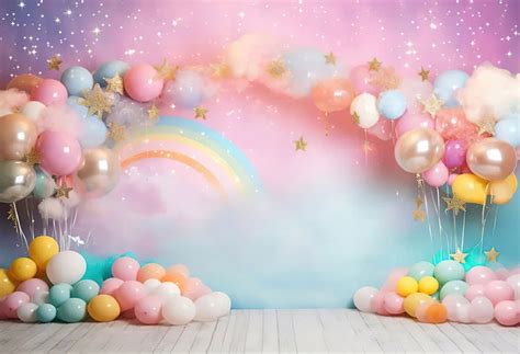 Mehofond Baby Shower Backdrop Pink Sky Colorful Clouds Balloons Girl