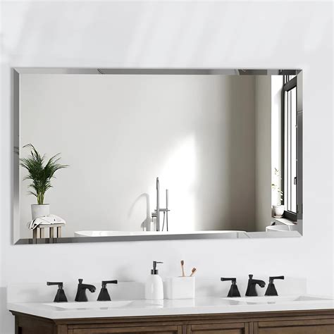 Amazon LAMCHMOR 30x48 Inch Bathroom Mirror Frameless Beveled Edge