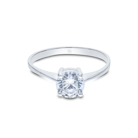 Silver Brilliant Cut Cubic Zirconia Solitaire Ring