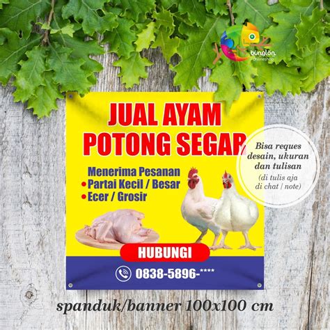 Jual Size 100x100 Cm Spanduk Banner Jual Ayam Potong Segar Shopee