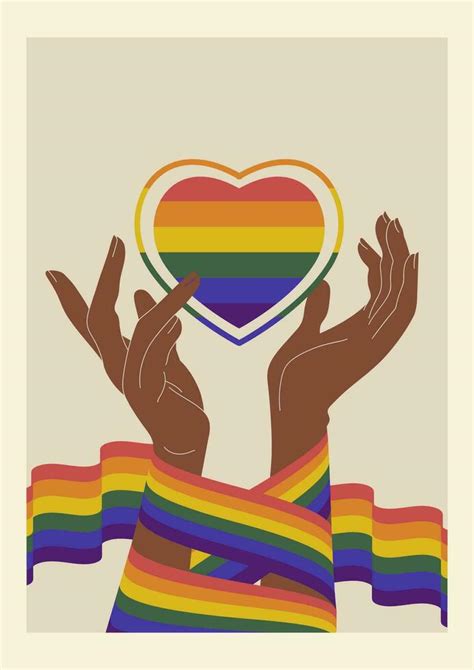 Hand Holding Rainbow Heart On Lgbt Flag Colours Pride Month Poster