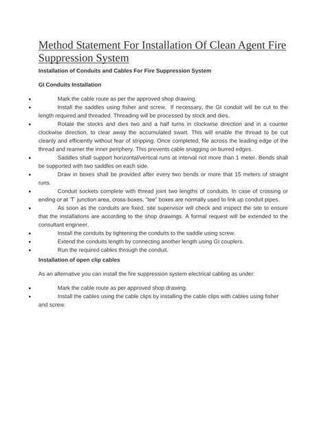 Pdf Method Statement For Installation Of Clean Agent Fire Suppression