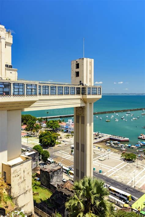 Lacerda Elevator With The Harbor And Todos Os Santos Bay Stock Image