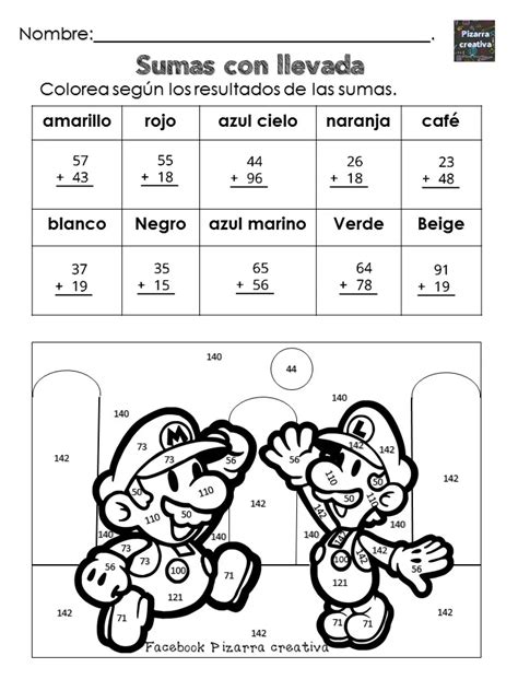 Operaciones MatemÁticas Fichas Para Colorear Imagenes Educativas