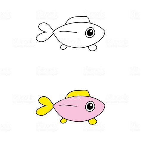 cartoon drawing of a cute fish | Free vector art, Cartoon drawings ...